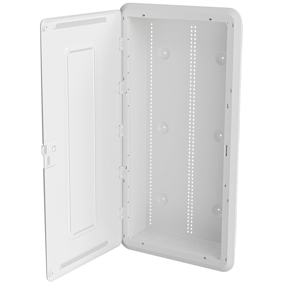 On-Q 30-Inch Media Enclosure front view with clean white, wall-ready profile.