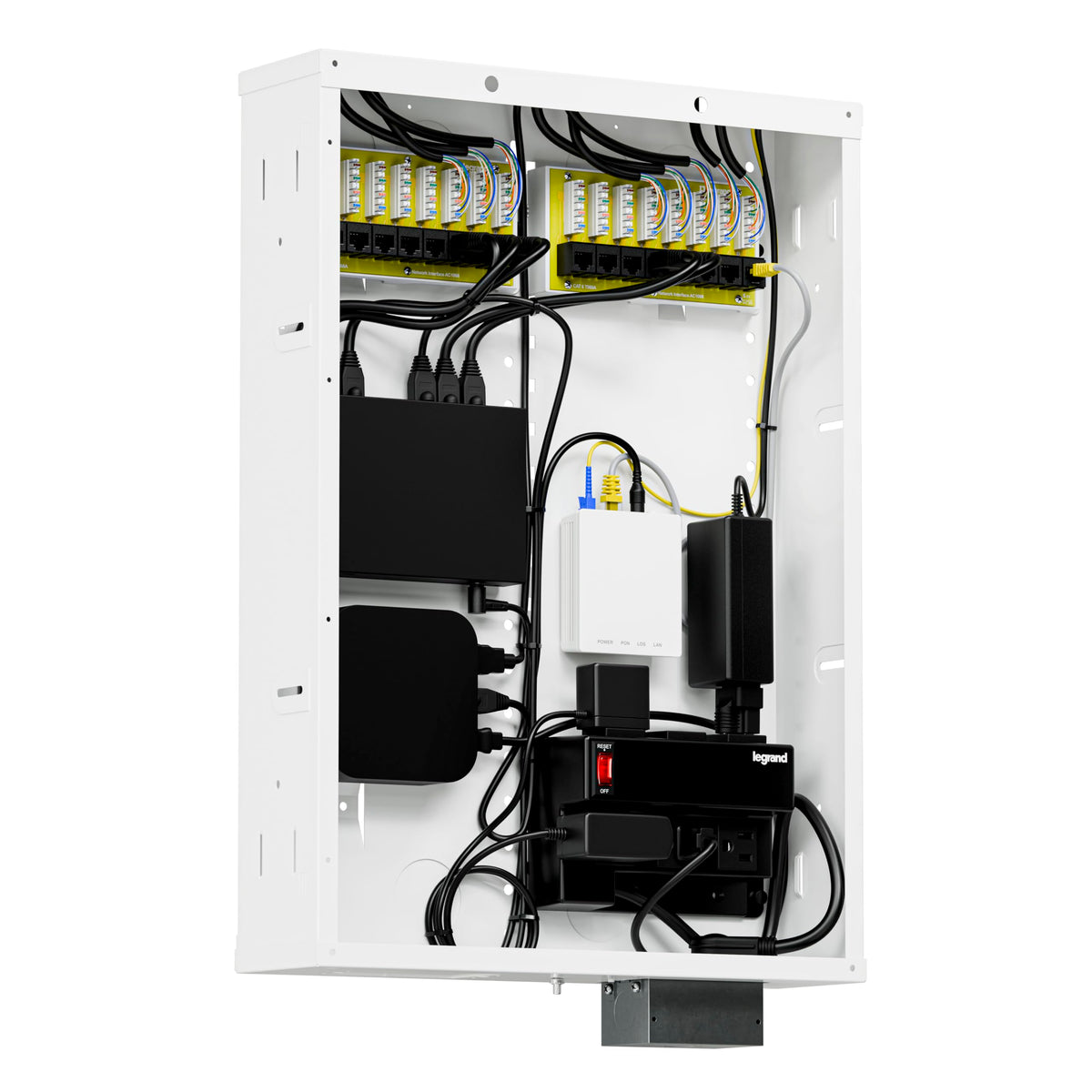 Knockouts, side lances, and tabs provide flexible mounting for the enclosure