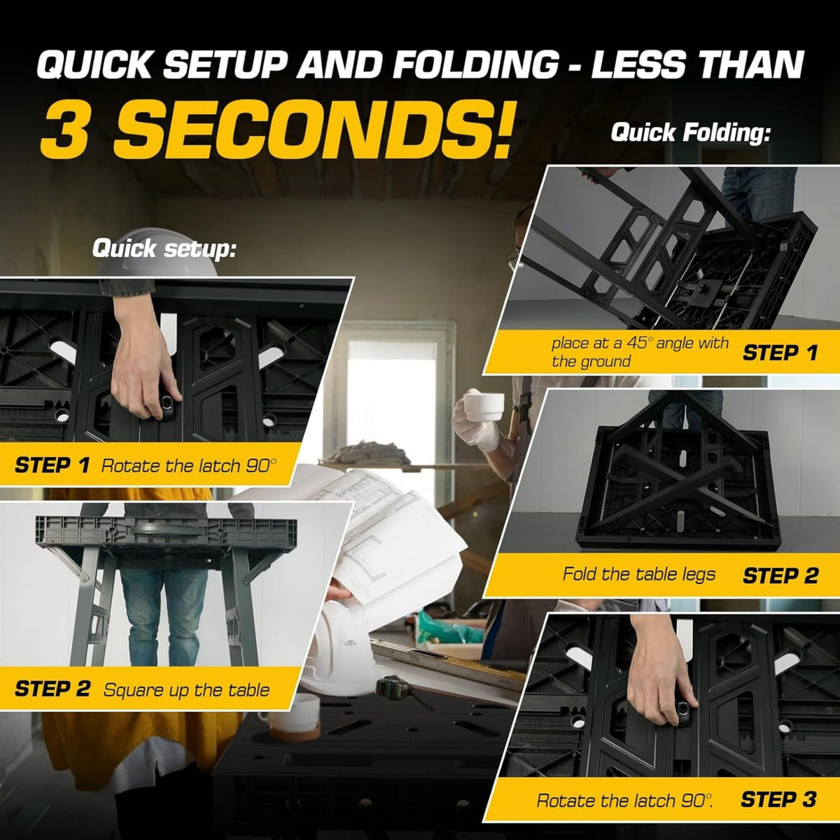 ONCUPID Express folding table clamping-area enables quick securing of workpieces.