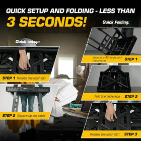 ONCUPID Express folding table clamping-area enables quick securing of workpieces.