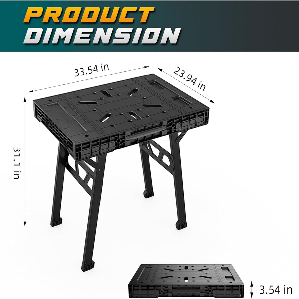 ONCUPID Express folding table side view highlights compact transport and storage.
