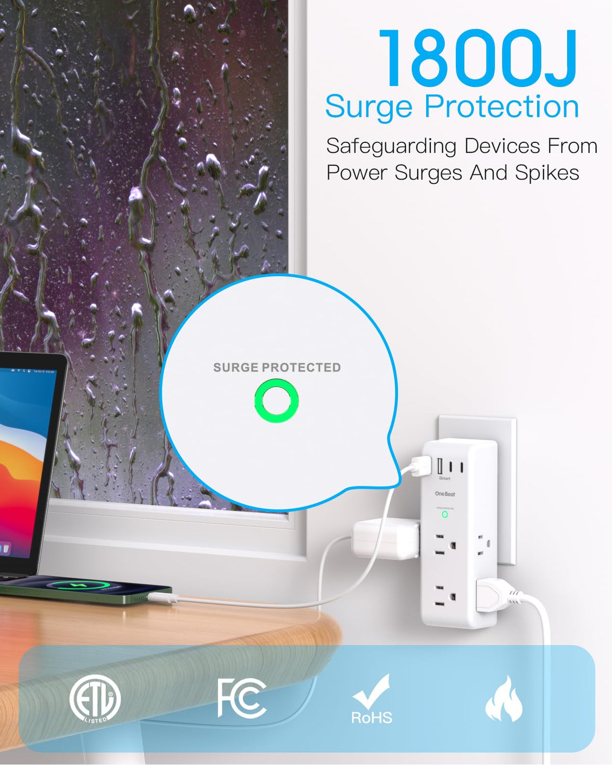 1800J surge protection protects electronics from spikes