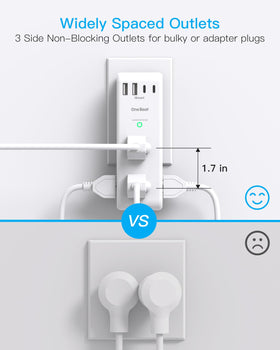 Compact 5.7-inch power strip ideal for dorm desks