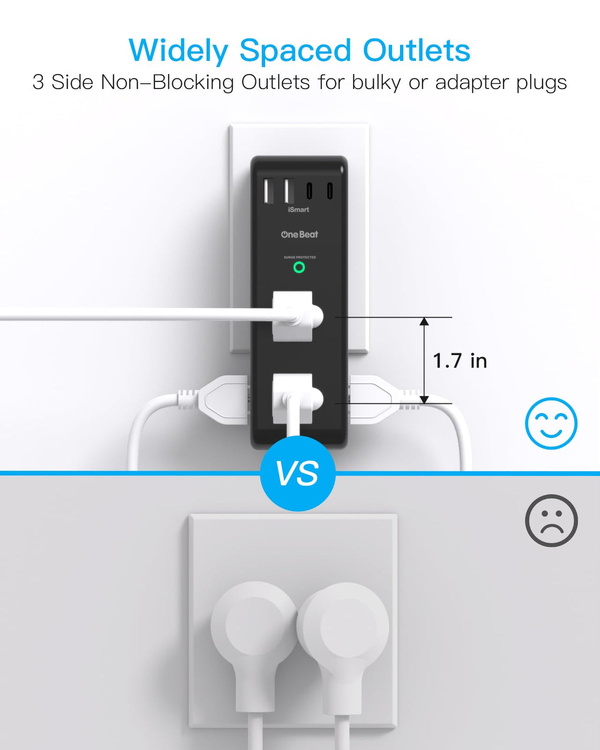 One Beat surge protector 1800J surge protection shields electronics during surges