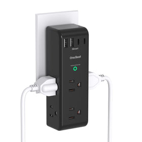 One Beat surge protector with rotating plug keeps dorm desks tidy and adaptable