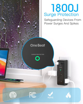 One Beat surge protector USB-C smart port detects devices for efficient charging