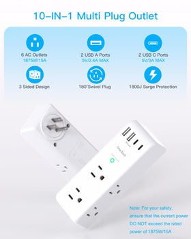 USB-C and USB-A ports auto-detect charging for devices