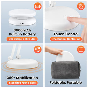 One Fire portable battery lamp ideal for dorm rooms and desks with no wires.