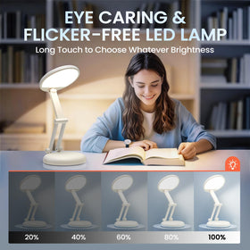 One Fire cordless desk lamp with nine brightness levels enables personalized study lighting.