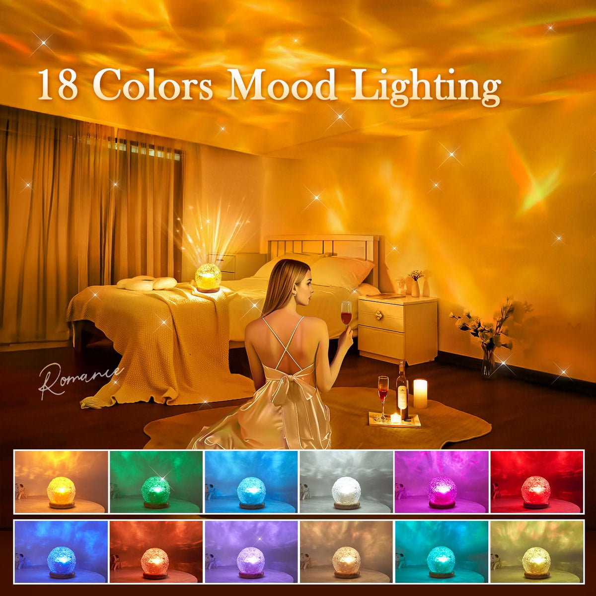 One Fire crystal-ball lamp base with woodgrain finish for warm ambient lighting