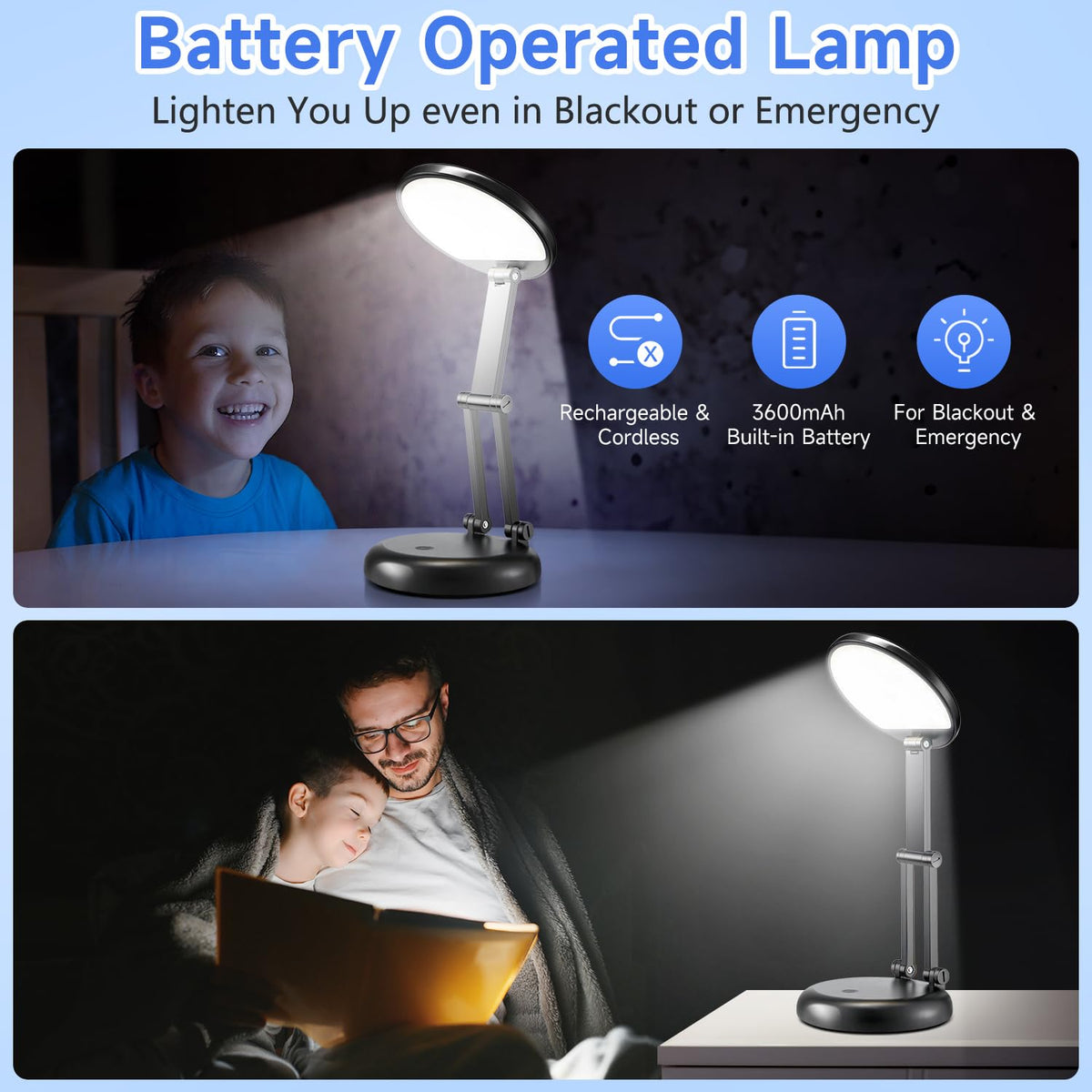 One Fire dimmable desk lamp with 10 brightness levels for adaptability.