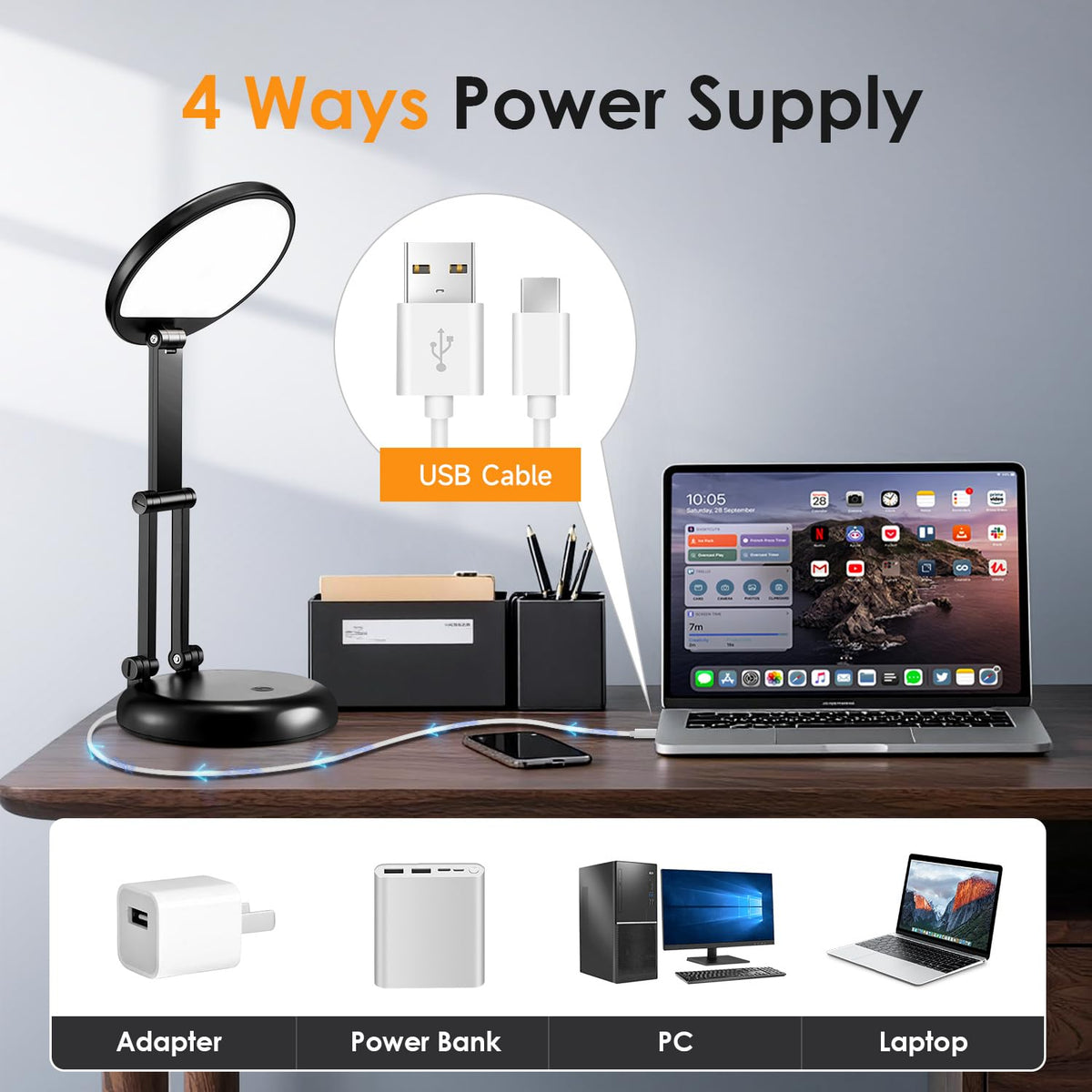 One Fire dimmable lamp with ten brightness levels for customizable mood.