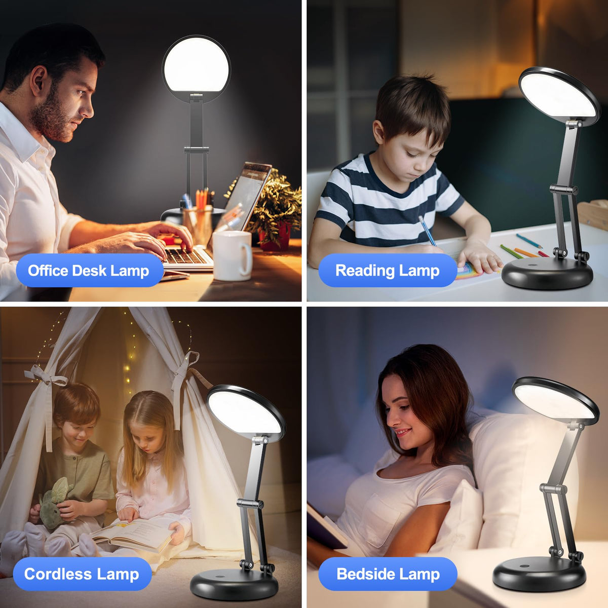 One Fire eyes-friendly non-flicker desk light reduces glare and strain.