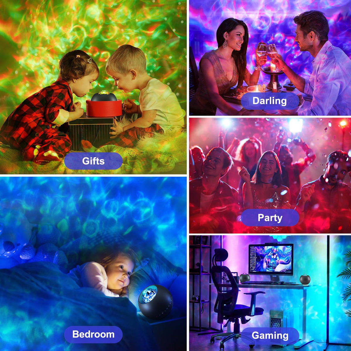 One Fire Galaxy Projector enhances bedroom decor with celestial ceiling visuals.