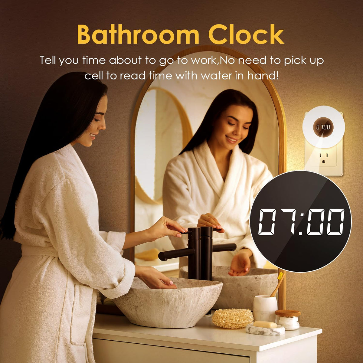 One Fire Night Light Clock displays three color options for mood lighting