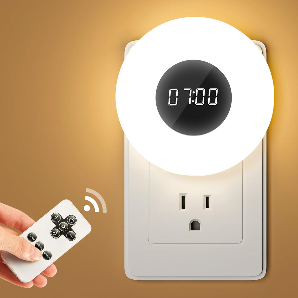 One Fire Night Light Clock front view showing compact plug-in design