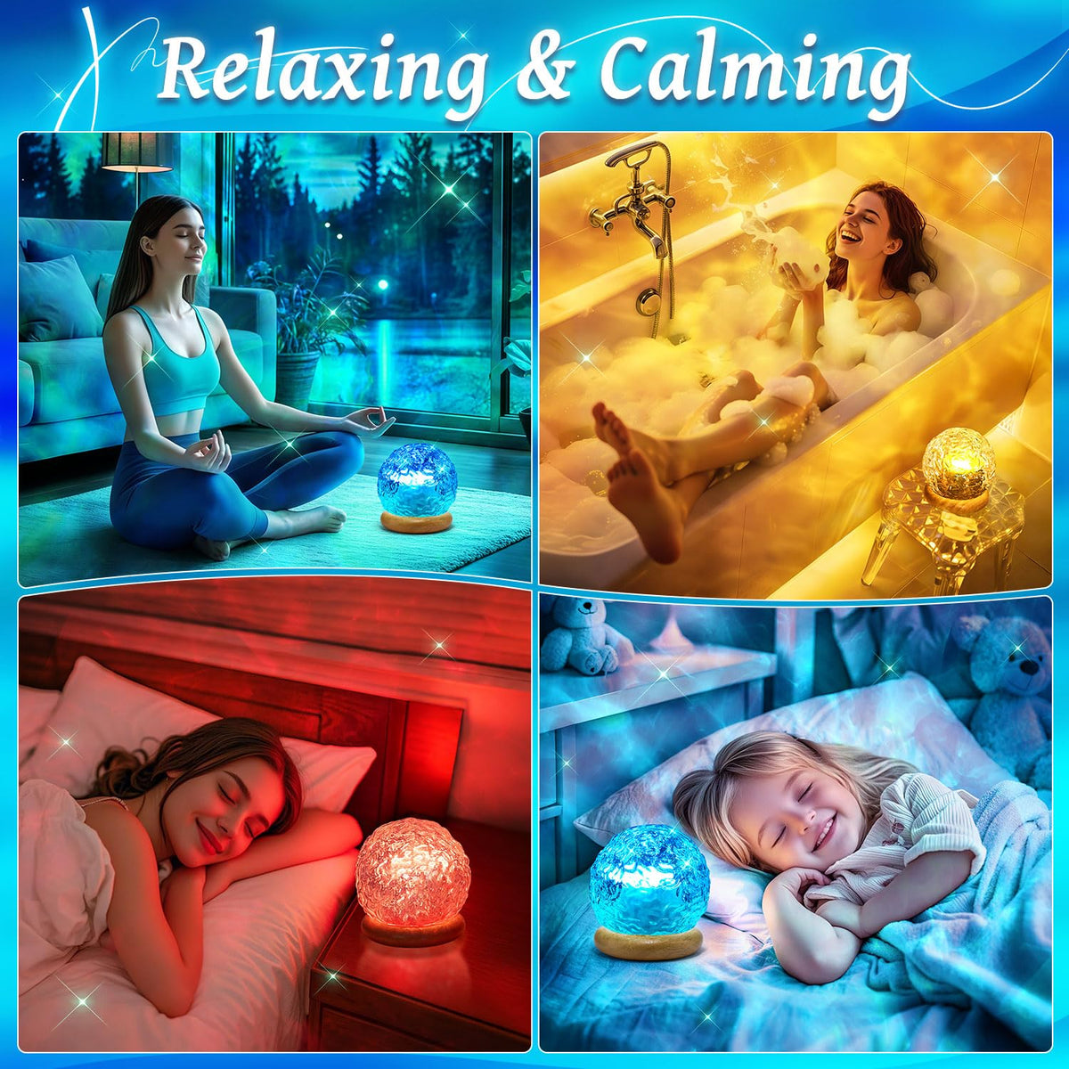 One Fire ocean lamp projection on ceiling creating tranquil sea-inspired atmosphere