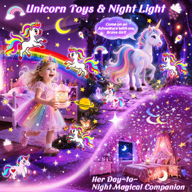 One Fire unicorn night light reveals 15 film scenes on the wall.