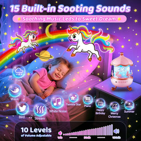 One Fire unicorn night light offers 15 soothing sounds for calm routines.