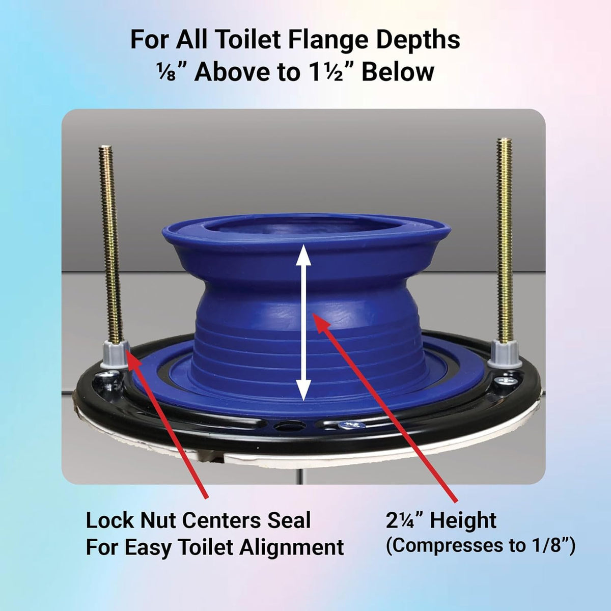 One-N-Done flange bolts and nut aligning the toilet during install.