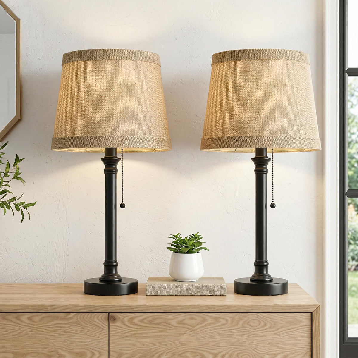 Oneach 195-inch table lamp base in dark metal finish adds durable farmhouse style.