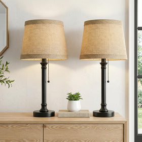 Oneach 195-inch table lamp base in dark metal finish adds durable farmhouse style.