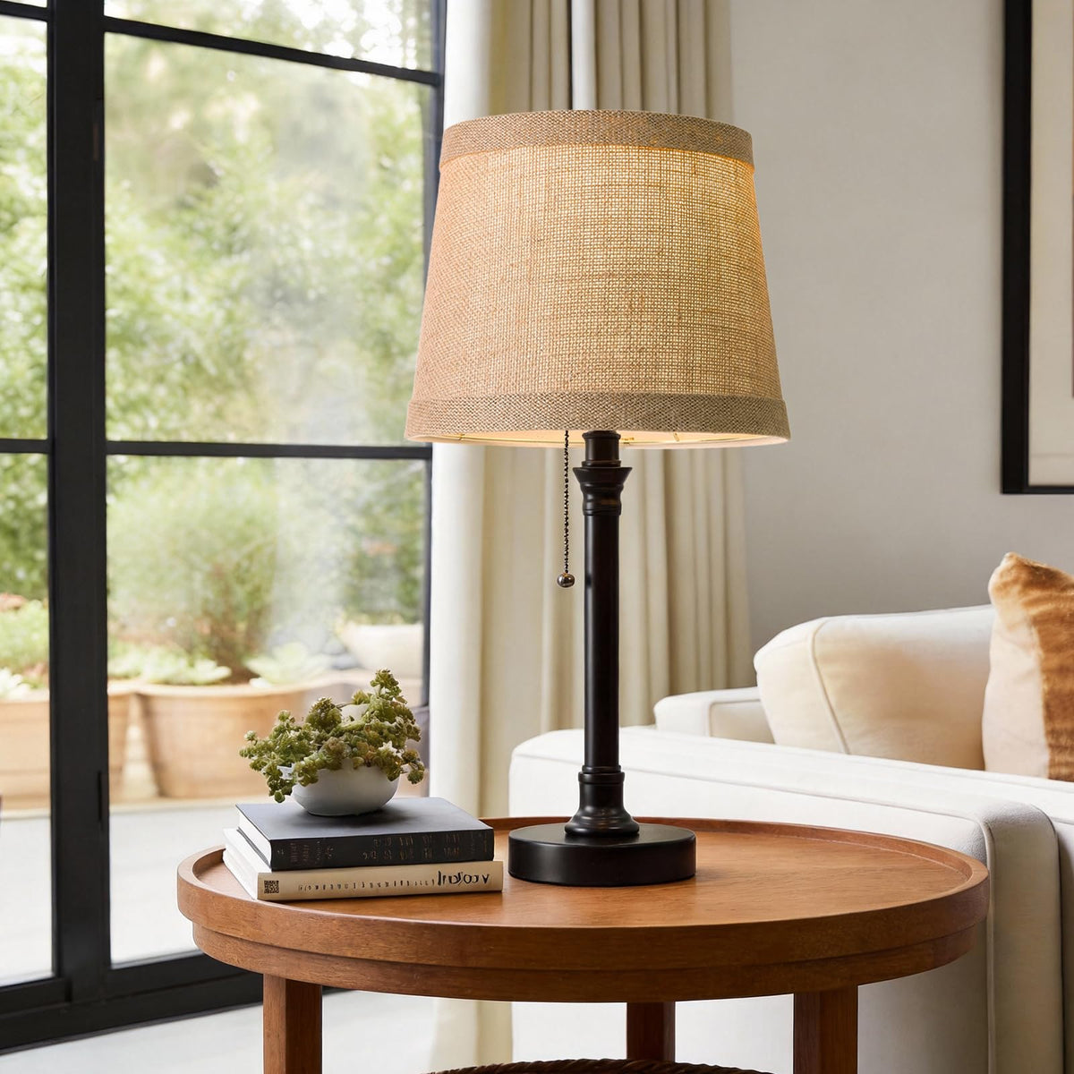 Oneach 195-inch table lamp shade burlap softens light for a cozy space.