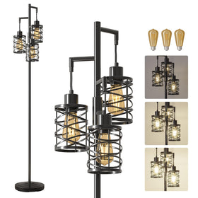 Oneach 70-inch lamp with three cage shades for versatile living room lighting
