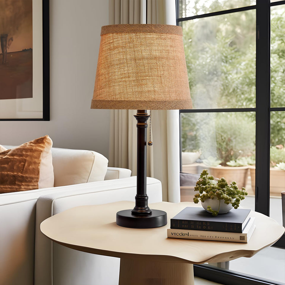 Oneach black table lamp base adds sleek nightstand style with soft lighting.