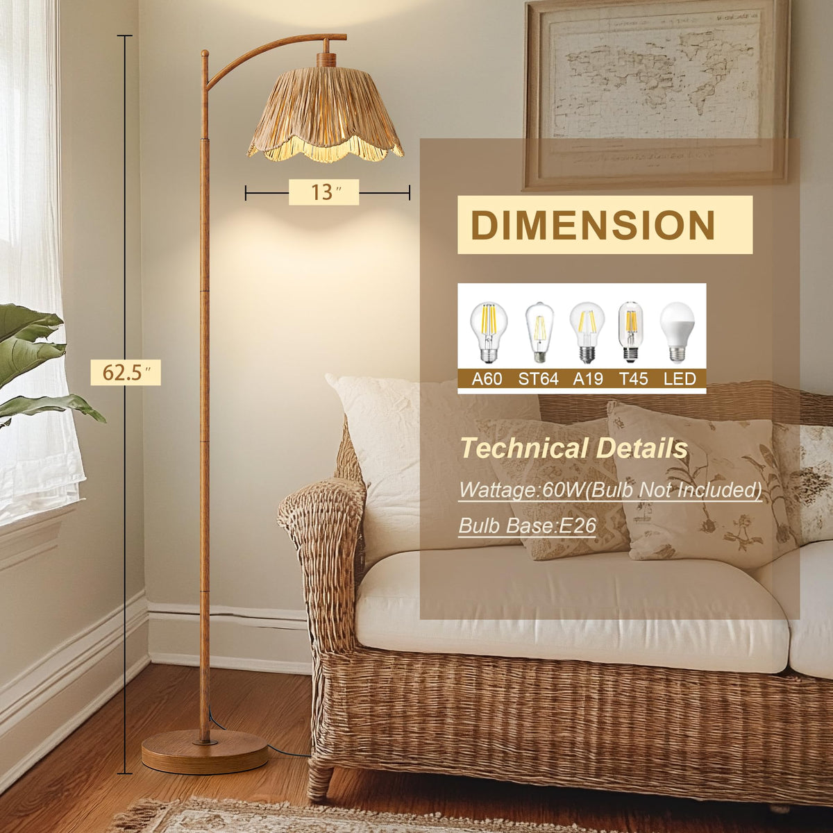 Oneach Floor Lamp Foot Switch enables easy on off from a standing position.