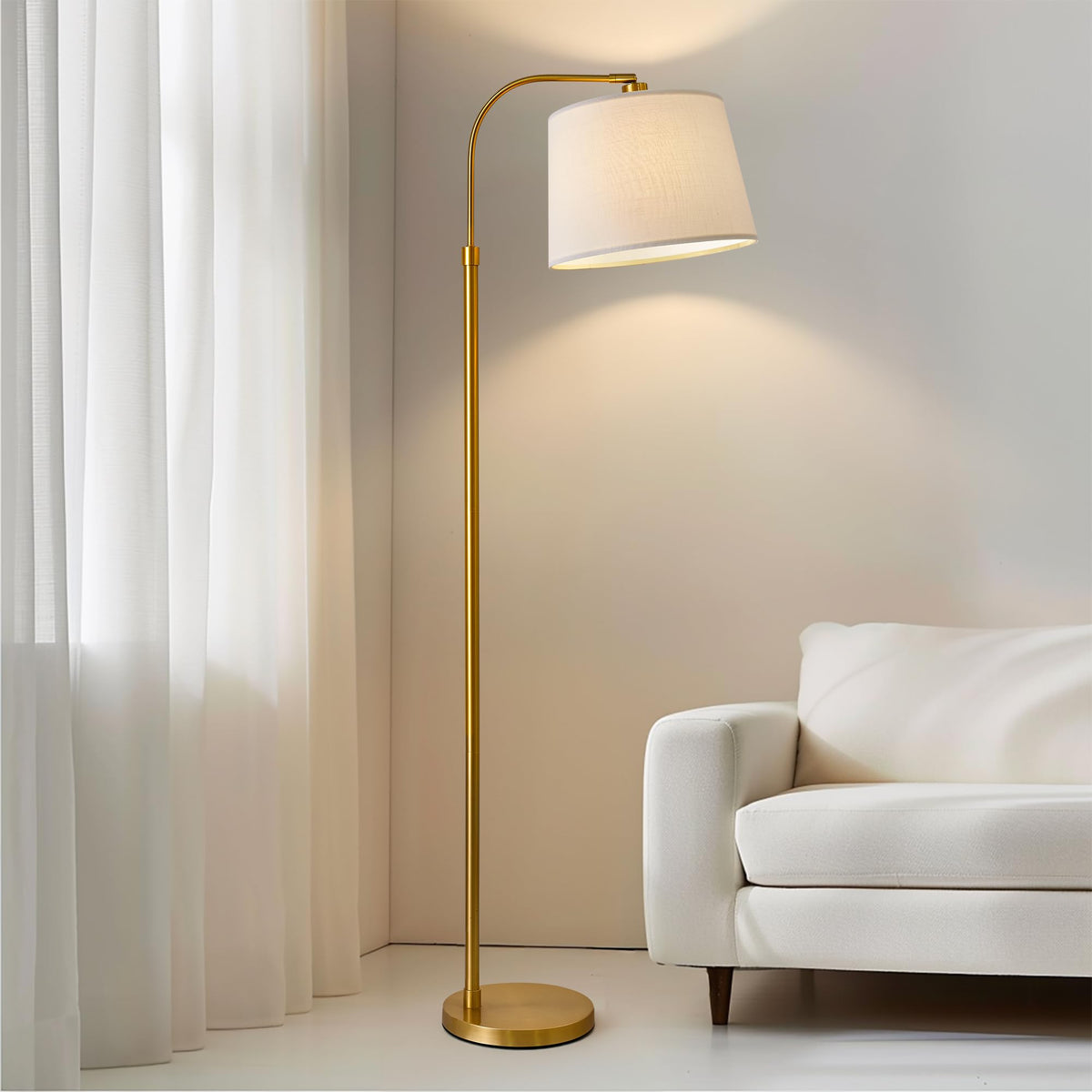 Oneach gold metal pole floor lamp shows sturdy construction for daily use.