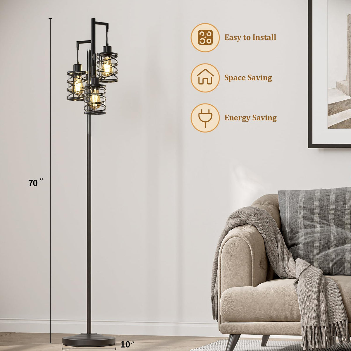 Oneach stepless dimming knob on body for adjustable brightness