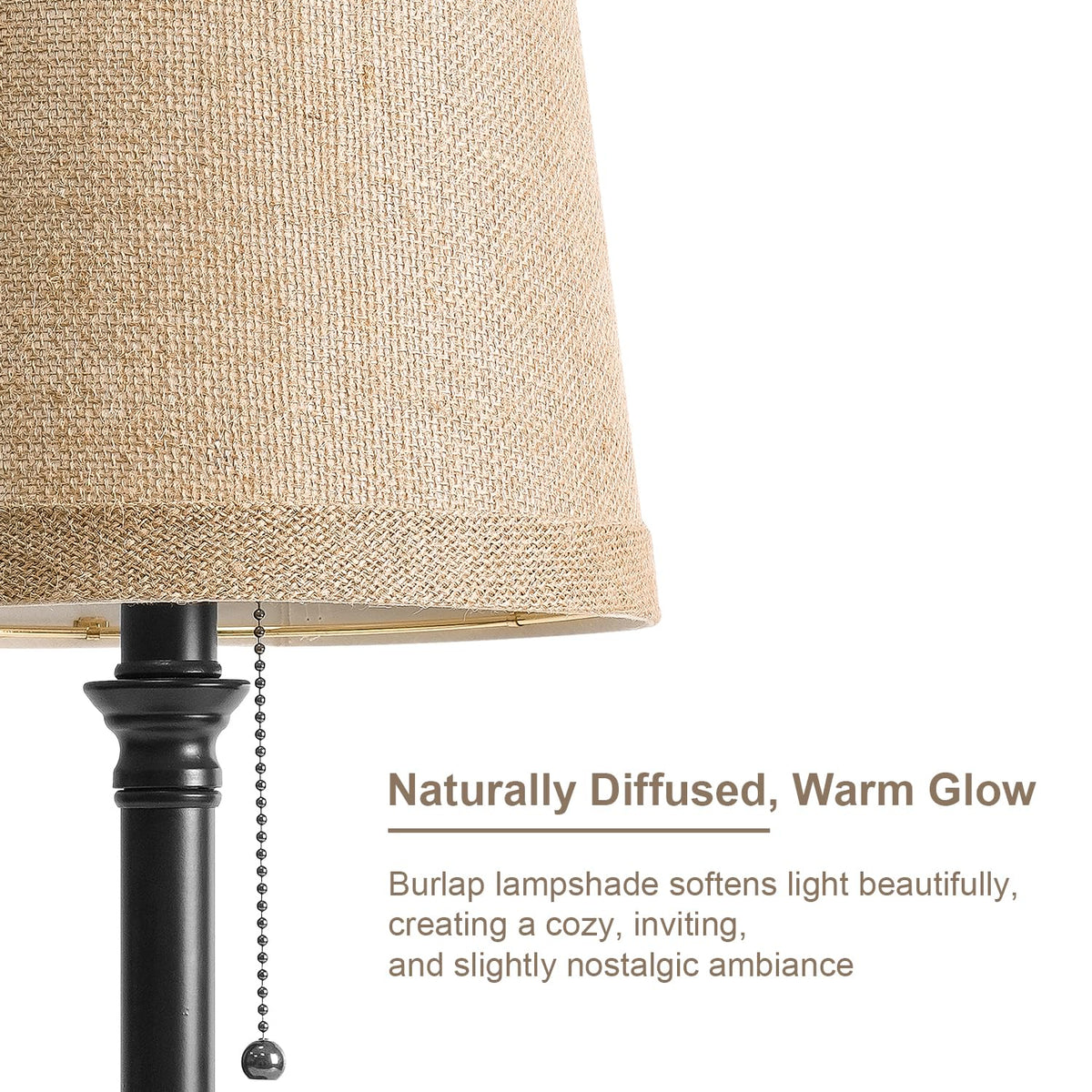 Oneach compact 19.5-inch lamp emits a warm glow.