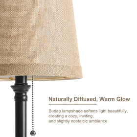 Oneach compact 19.5-inch lamp emits a warm glow.