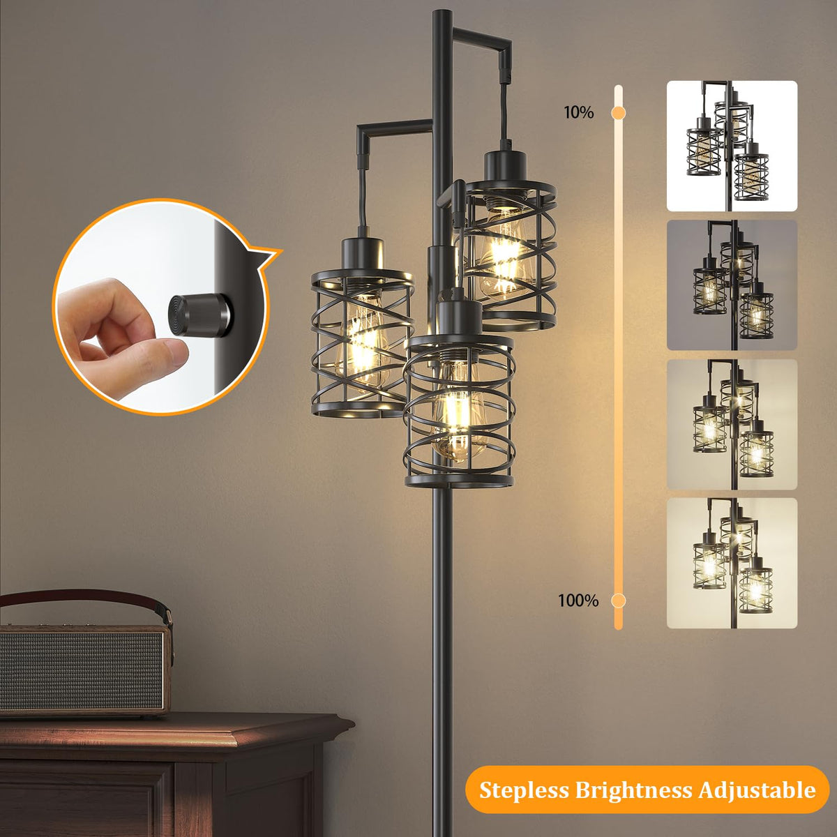 Oneach three 3000K LED bulbs included for warm, steady light