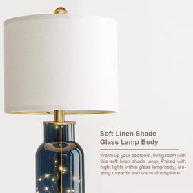 Two included bulbs illuminate evenly with eye-friendly linen shade