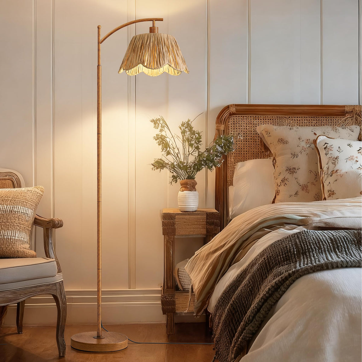 Oneach Walnut base and pole provide stable support with modern contrast.