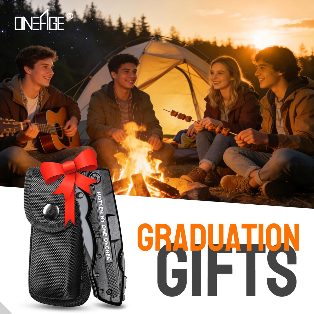 ONEAGE hiking camping setup with multitool included for outdoor adventurers.