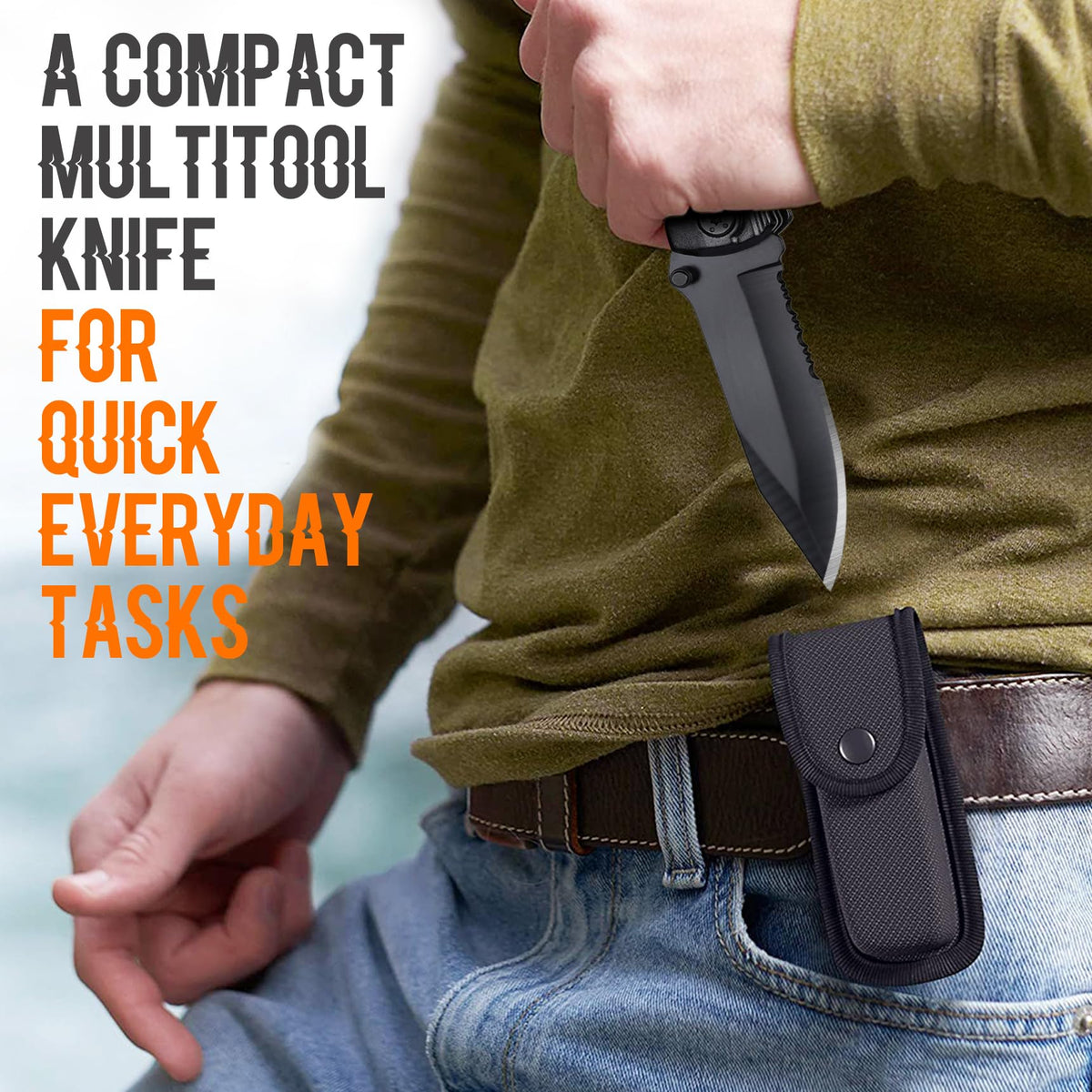 ONEAGE included nylon pouch for easy belt carry and access.