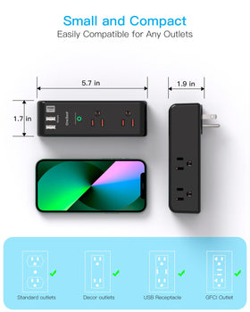 One Beat PD20W wide-space outlets prevent plug crowding on desks.