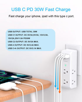 One Beat PD30W rotating plug 90deg enables flexible placement in tight corners