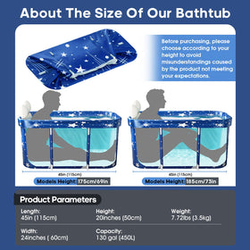 Onebook portable bathtub six pillar stability for secure use on any surface.