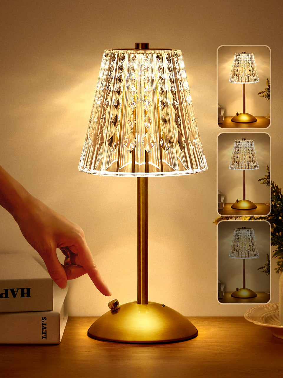 One Fire Crystal Cordless Lamp ambient glow for cozy spaces.