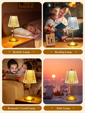 One Fire Crystal Lamp portable cordless design for easy room-to-room use.