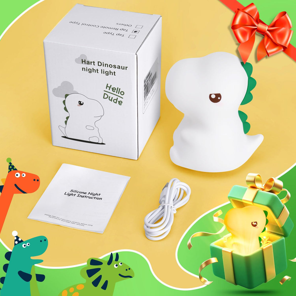 One Fire dinosaur night light serves as a comforting bedtime buddy