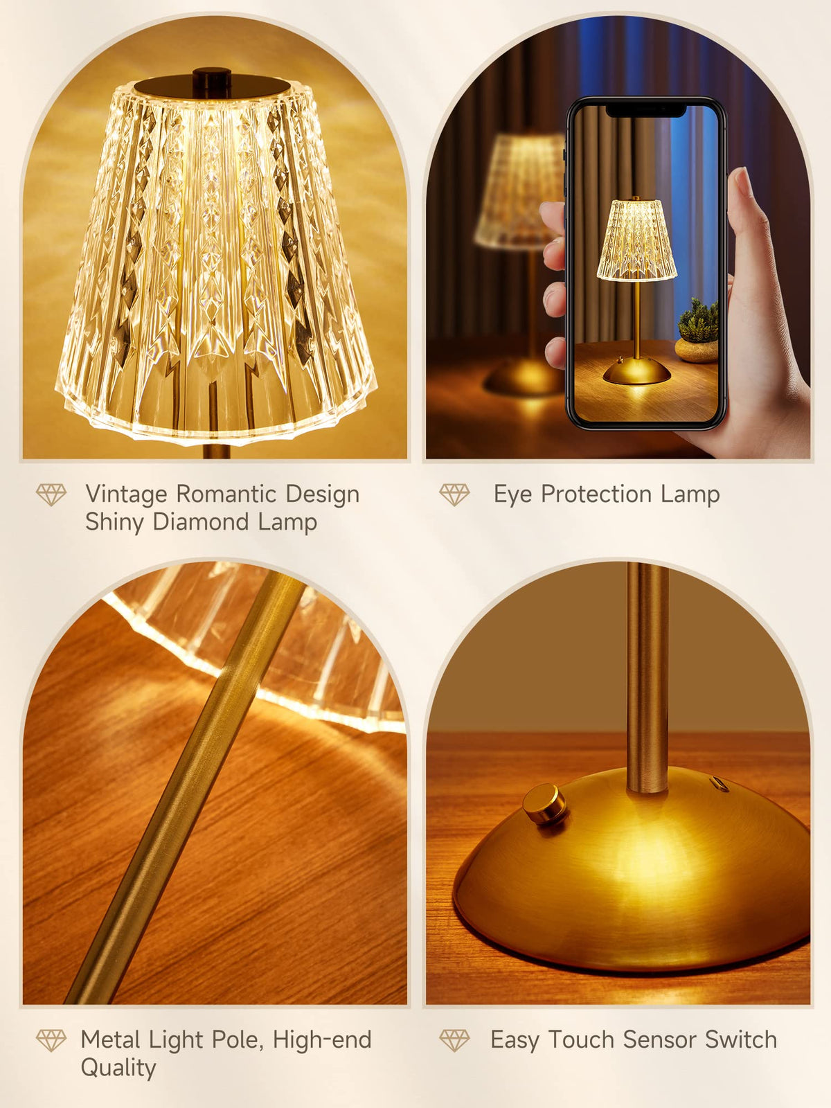 One Fire Vintage crystal lamp adds retro elegance to any space.