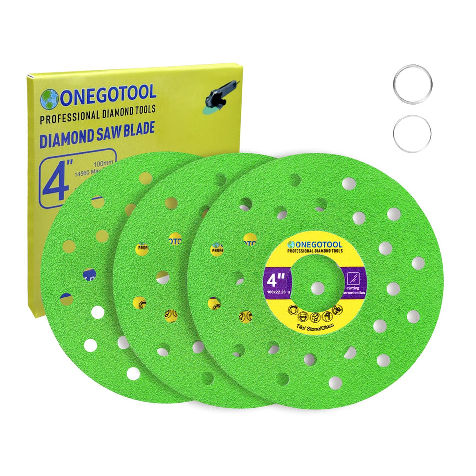 ONEGOTOOL 4-inch tile cutter blade on angle grinder for smooth porcelain cuts