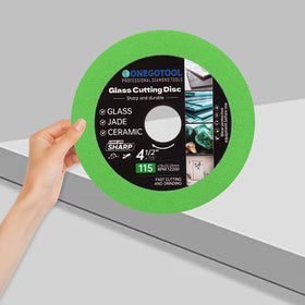 ONEGOTOOL angle grinder cutting glass tile close-up