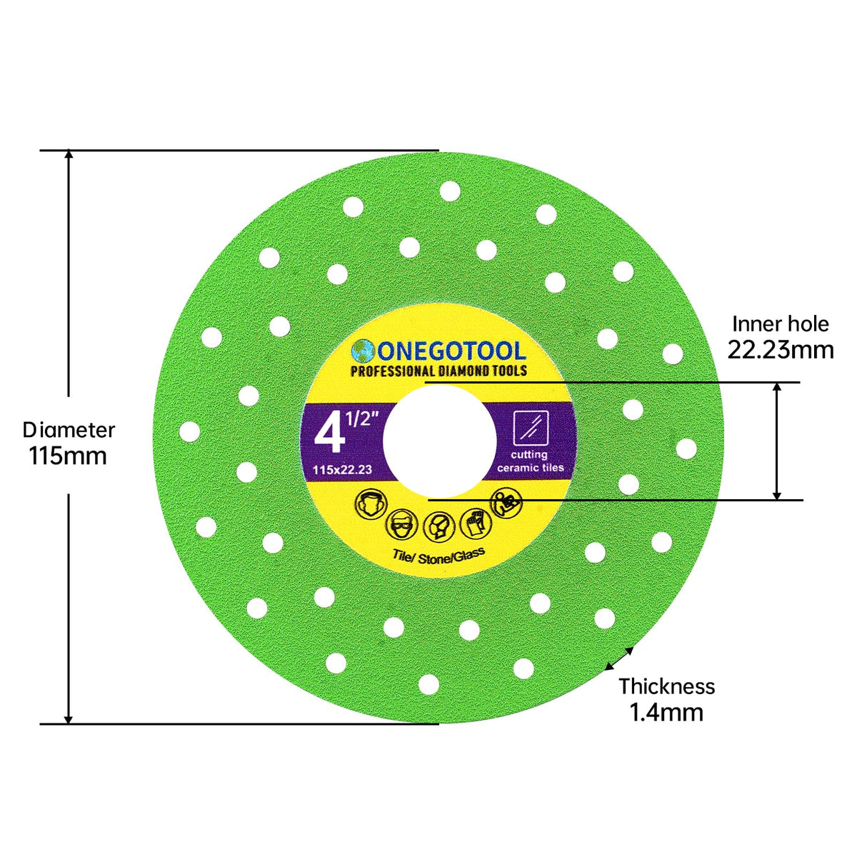 ONEGOTOOL diamond blade on angle grinder cutting ceramic with smooth results.