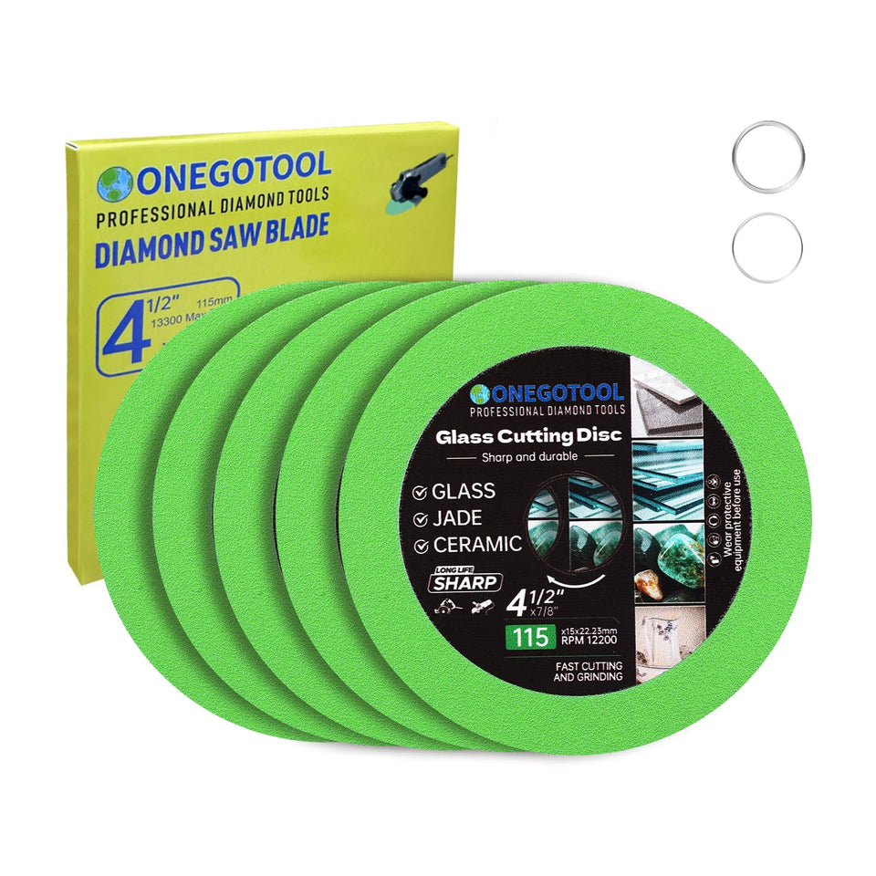 ONEGOTOOL glass cutting disc delivers precise cuts with clean edges on glass.